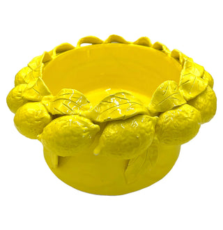 Oval Bowl with Lemons, Yellow/White