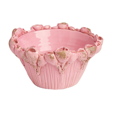 Les Fleur Bowl with Flowers – Sea Foam or Pink | Handmade in Italy