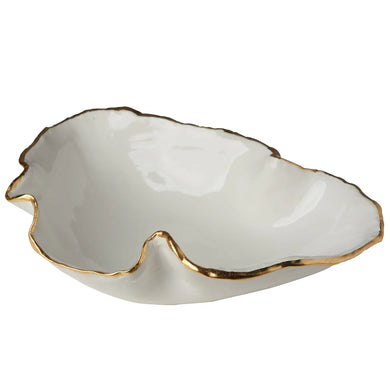Atelier Free Form Bowl, White/Gold Trim, Small/Large