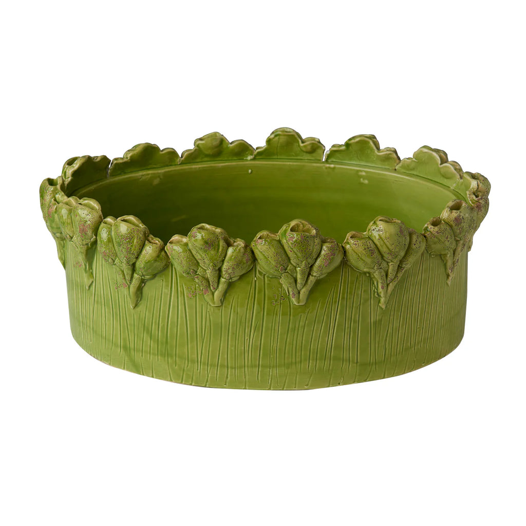 Les Fleur Oval Centerpiece in Ivory & Green | Medium or Large