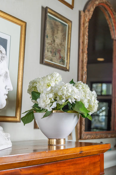 Contempo Collection, White Footed Bowl w/ Matte Gold, Small/Large