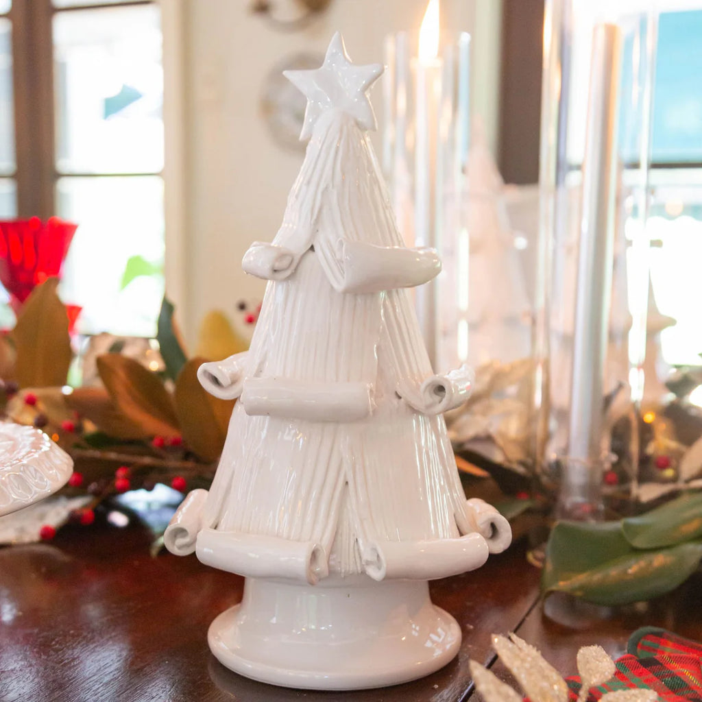 White Christmas Tree with Curled Branches, Medium/Large