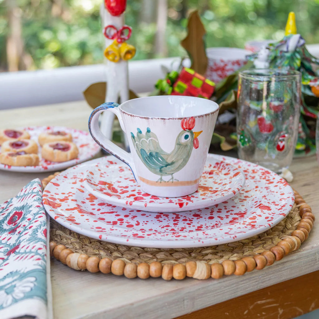 Taverna Speckled Dessert/Dinner Plate, Red/White, Set of 4