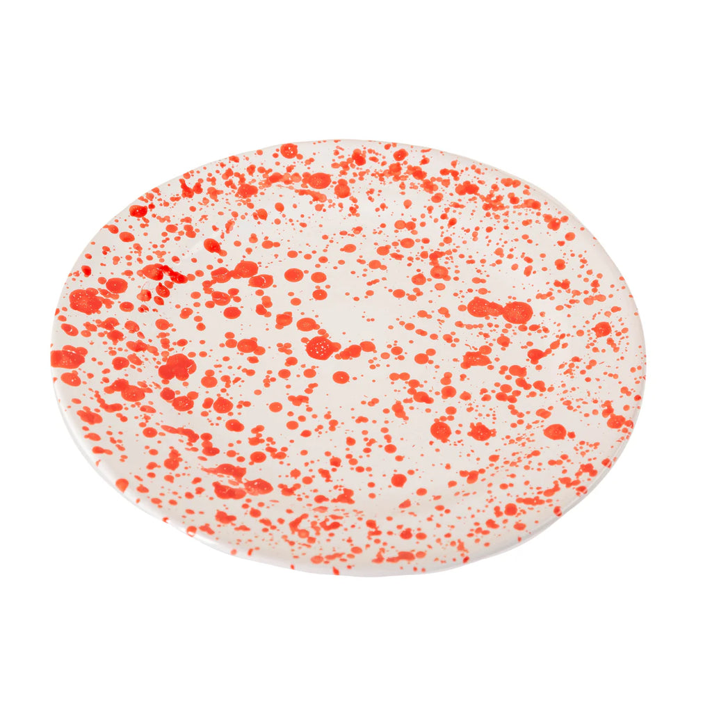 Taverna Speckled Dessert/Dinner Plate, Red/White, Set of 4