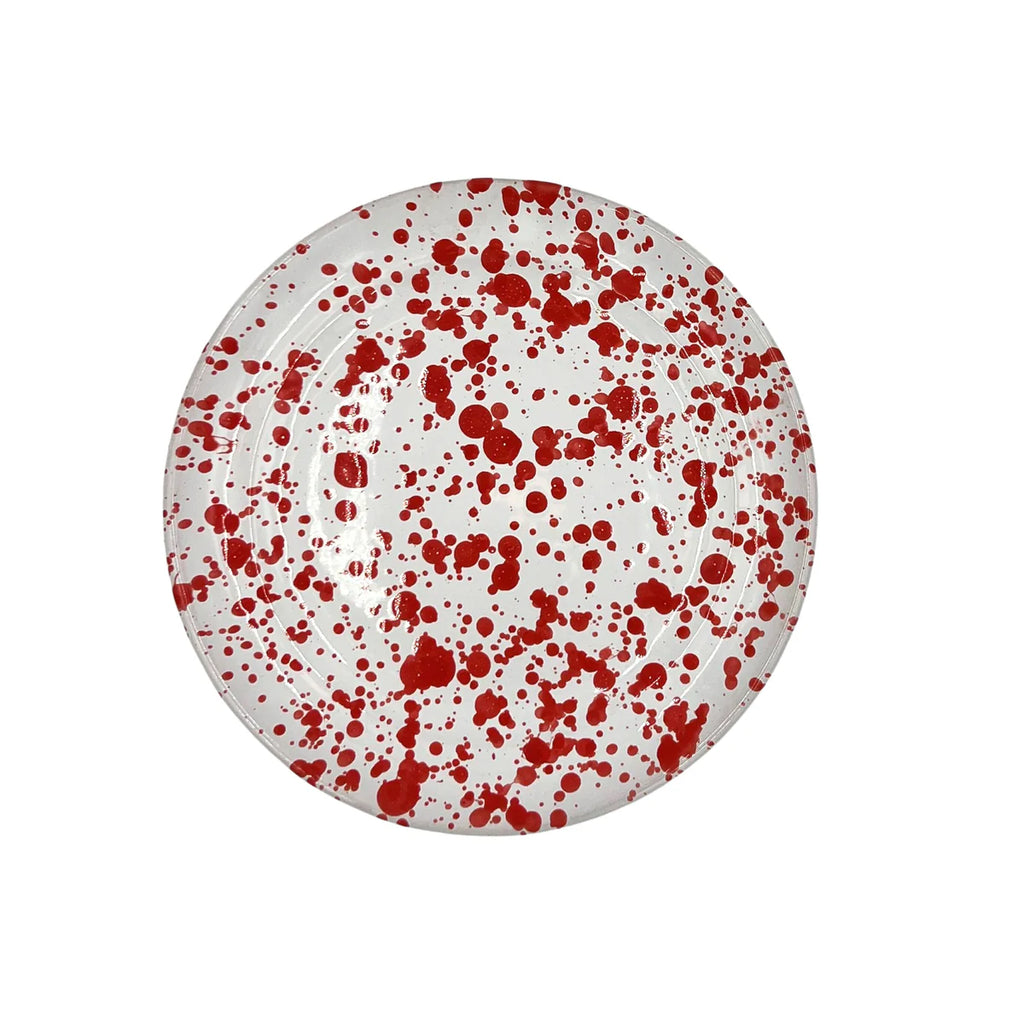 Taverna Speckled Dessert/Dinner Plate, Red/White, Set of 4