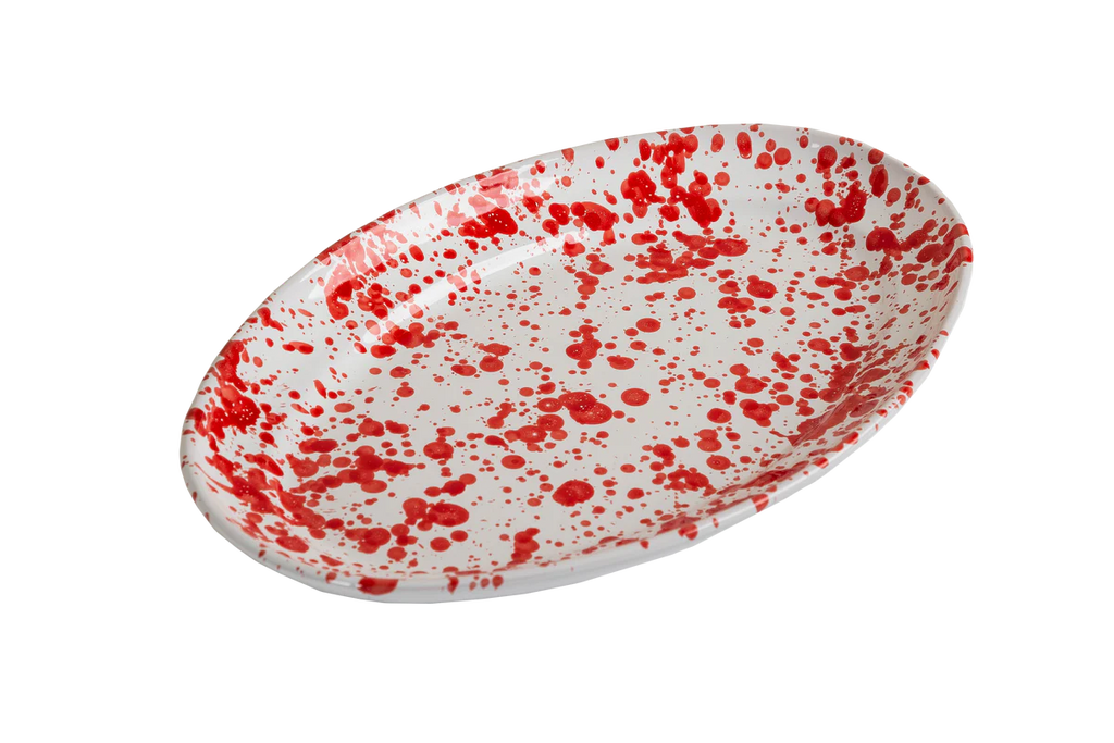Taverna Speckled Red/White, Oval Platter/Serving Bowl