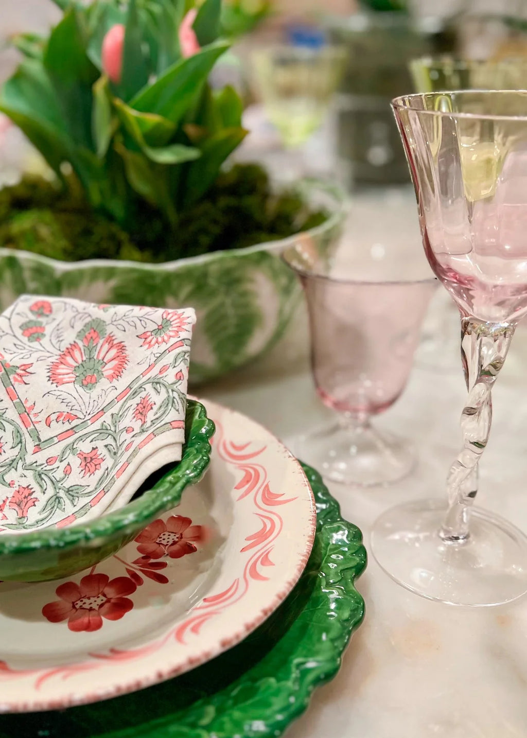 Compagnia Bowl/Platter, Large, Pink/Green Radish