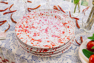 Taverna Speckled Dessert/Dinner Plate, Red/White, Set of 4