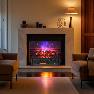 26-Inch Smart WiFi Infrared Quartz Electric Fireplace Insert with Realistic Logs – Black