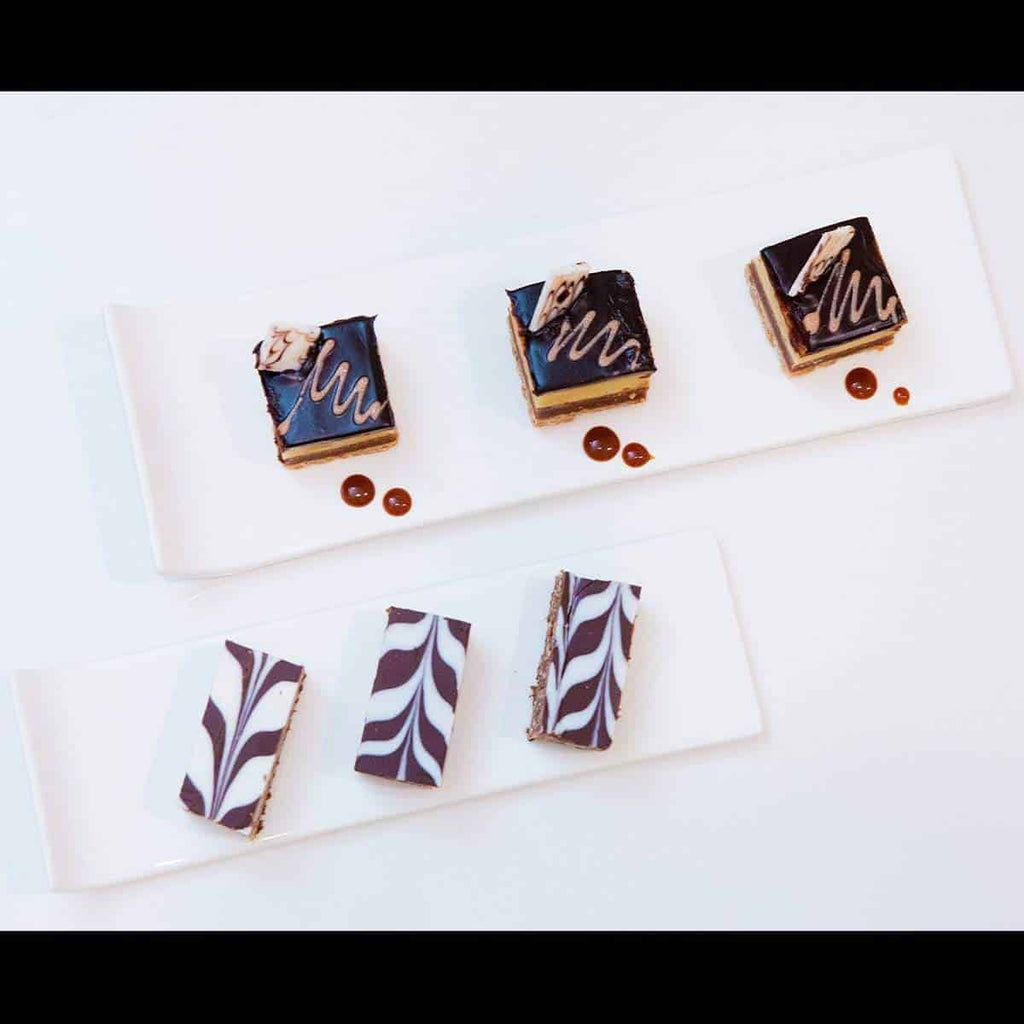 Modern Long Serving Plate Set of 4 | Fine Bone China Appetizer & Dessert Platter