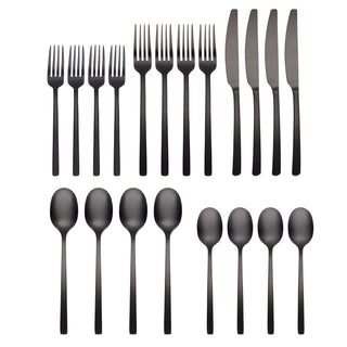 Cambridge Beacon Black Satin 20-Piece Flatware Set, 18/0 stainless steel (view 2)
