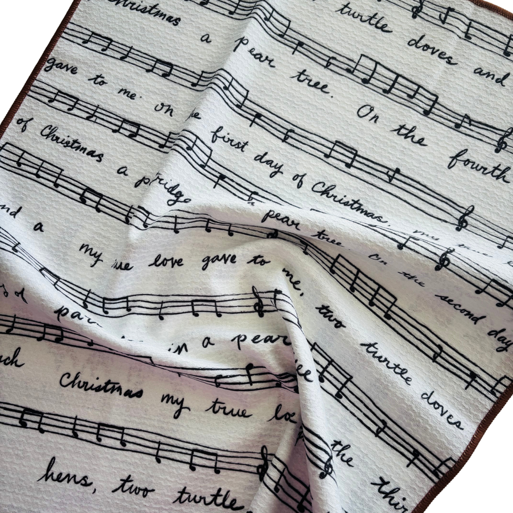 Elegant 12 Days of Christmas Double-Sided Tea Towel