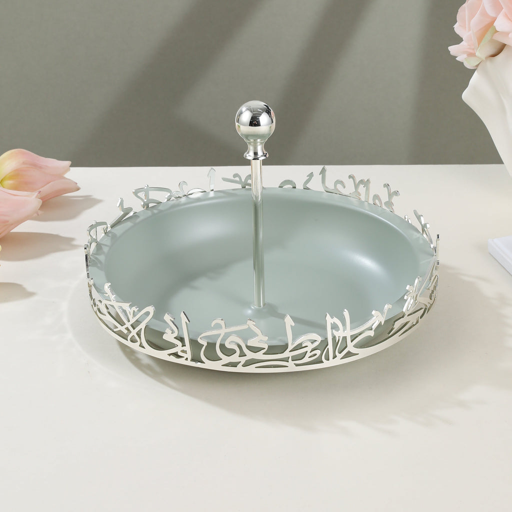 Jiwar - Large Serving Stand - Mint Green & Silver