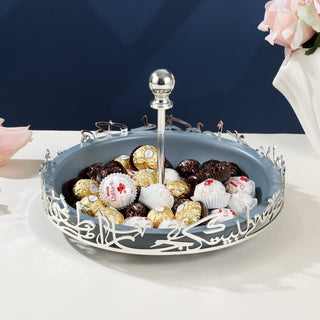 Jiwar - Large Serving Stand - Haze Blue & Silver