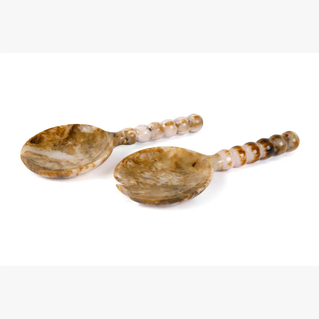 Resin Salad Server Brown Set of 2