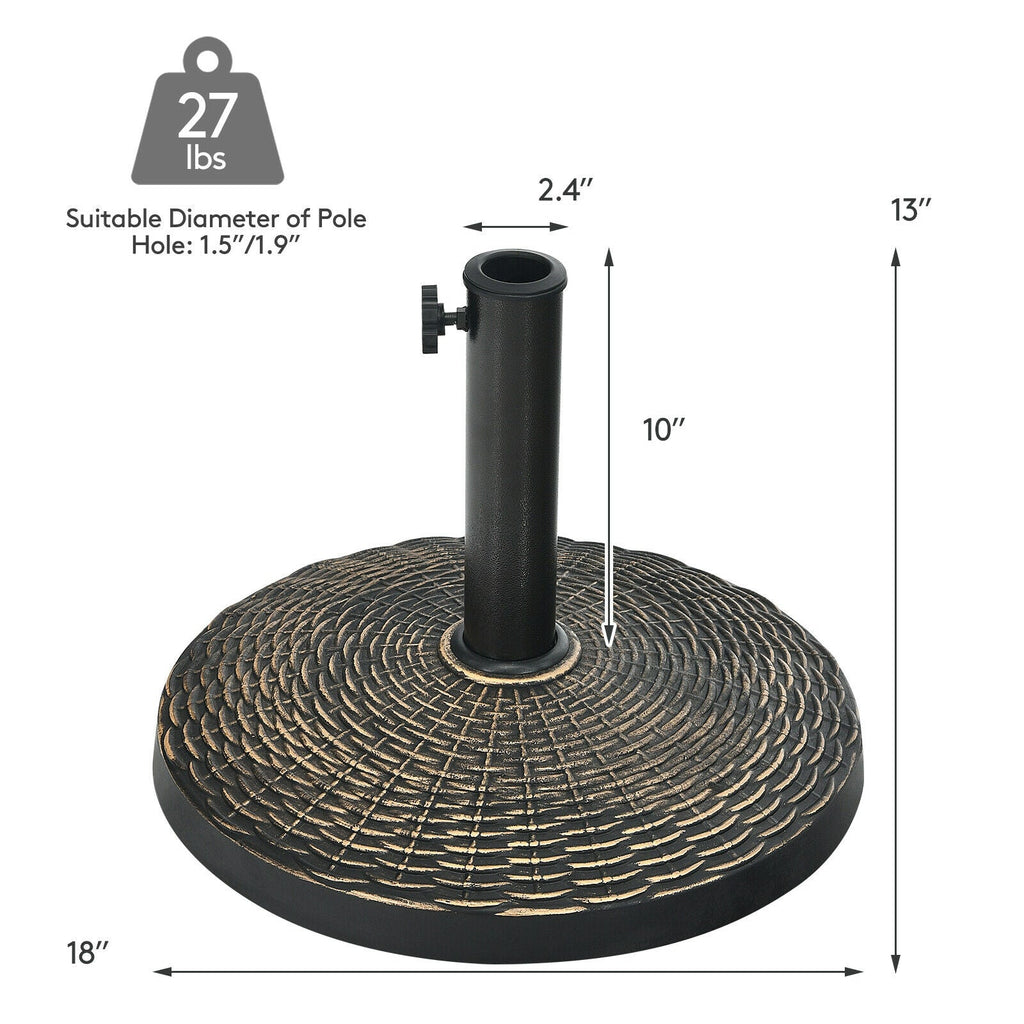 27-Lb. Resin Patio Market Umbrella Base with Rattan Design
