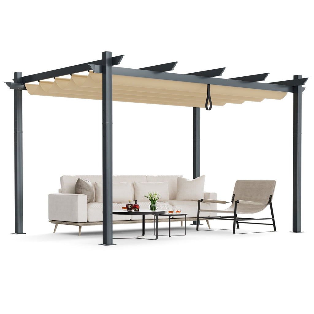 Outdoor Aluminum Pergola with Retractable Canopy – 10' x 13'