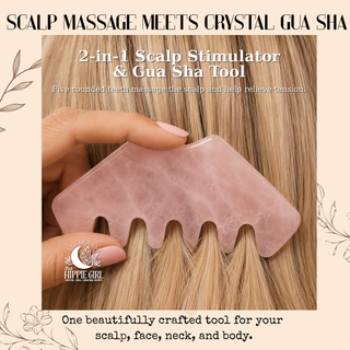 Rose Quartz Scalp Ritual™ Comb + Gua Sha – 2-in-1 Crystal Scalp & Facial Massage Tool