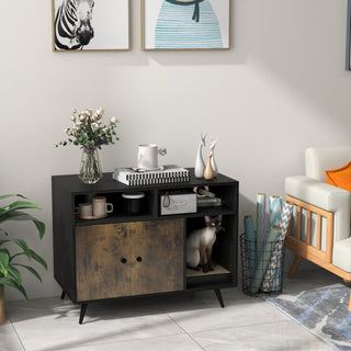 Hidden Cat Litter Box Enclosure with Storage Compartments and Scratcher