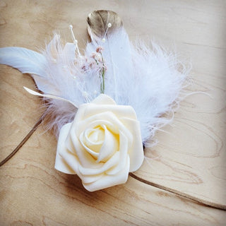 Boho Western Floral Feather Bridal Hat – Statement Wedding Hat