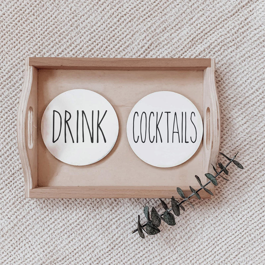 One Word Ceramic Coasters – Minimalist Bar & Coffee Table Collection (4