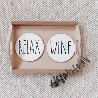 One Word Ceramic Coasters – Minimalist Bar & Coffee Table Collection (4