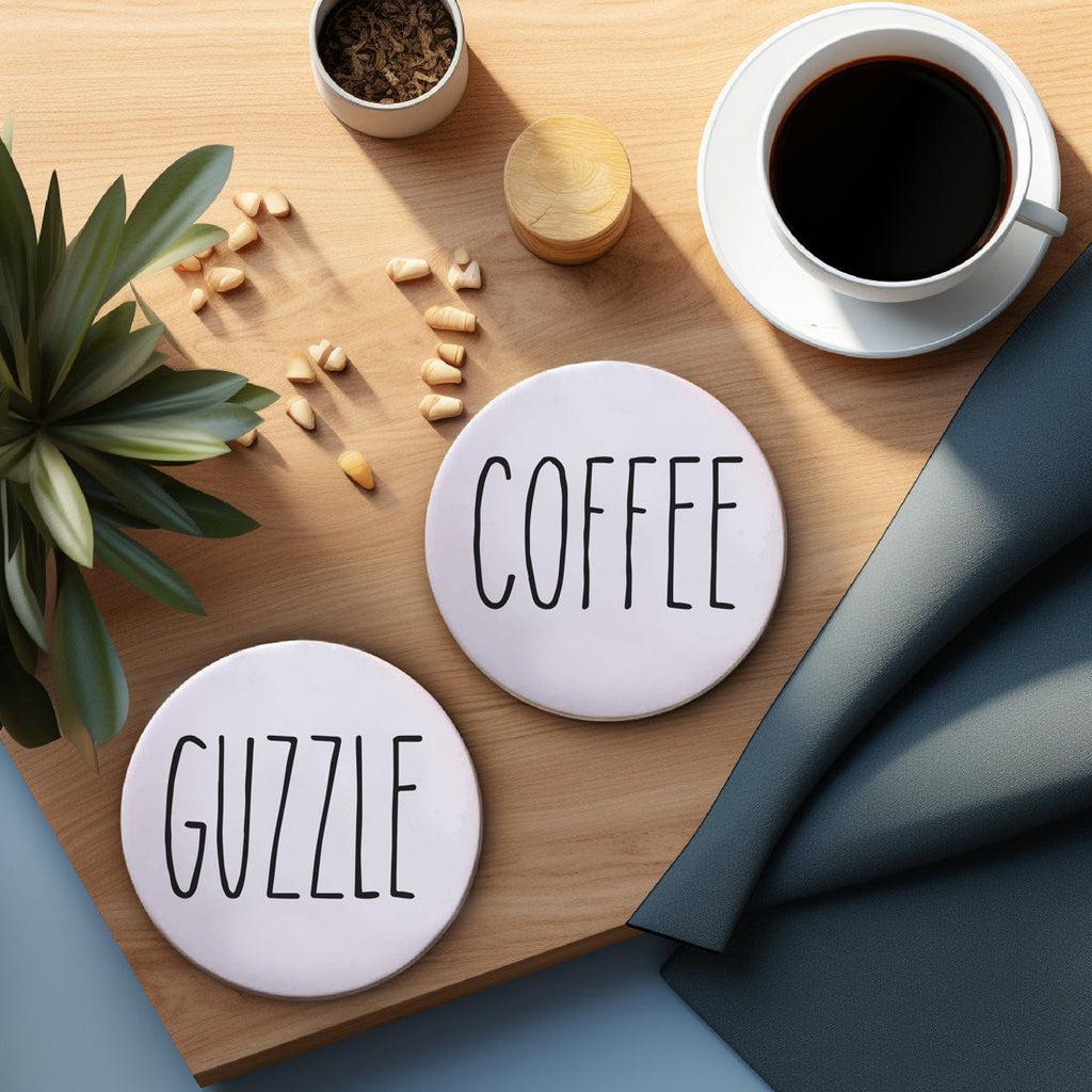 One Word Ceramic Coasters – Minimalist Bar & Coffee Table Collection (4