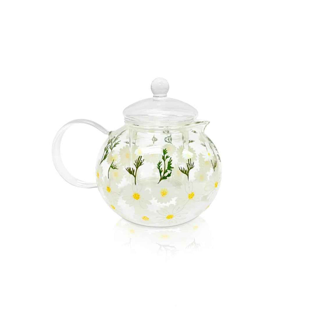 Hand-Painted Daisy Glass Teapot