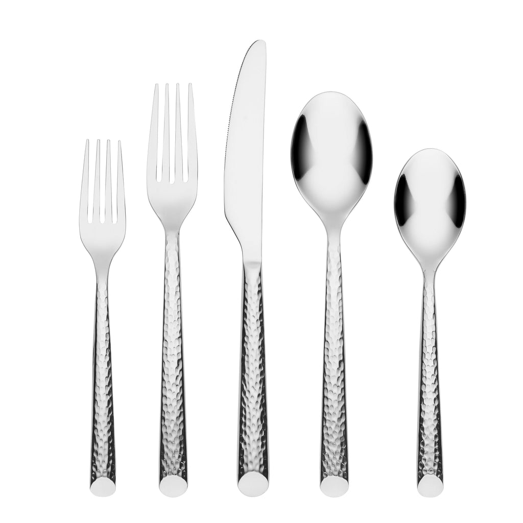 Cambridge Elsa Hammered 20-Piece Flatware Set, 18/0 stainless steel