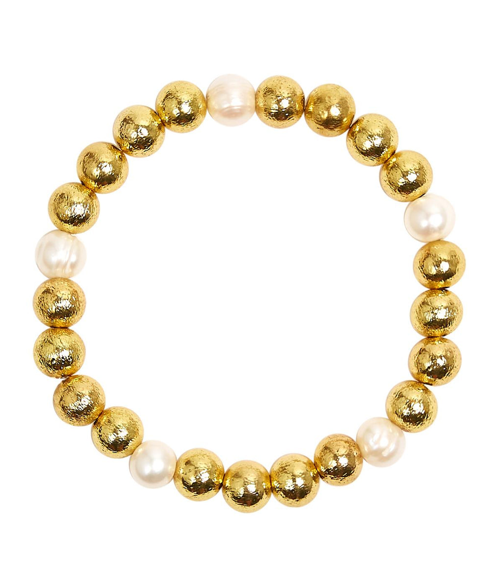 Georgia - Gold & Freshwater Pearl Beaded Bracelet