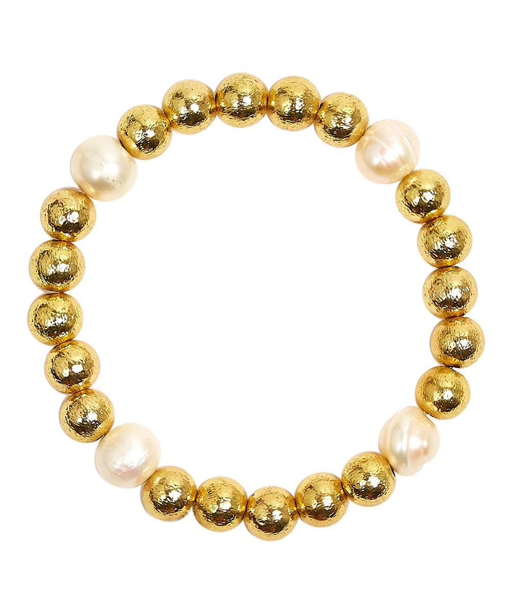 Georgia - Gold & Freshwater Pearl Beaded Bracelet