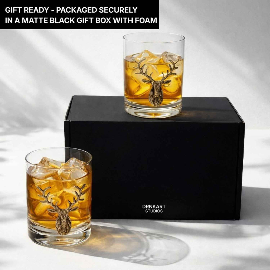 Gold Stag Crystal Whiskey Glasses – Set of 2