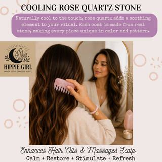 Crown Chakra Rose Quartz Comb – Crystal Scalp Massage & Wide Tooth Hair Comb