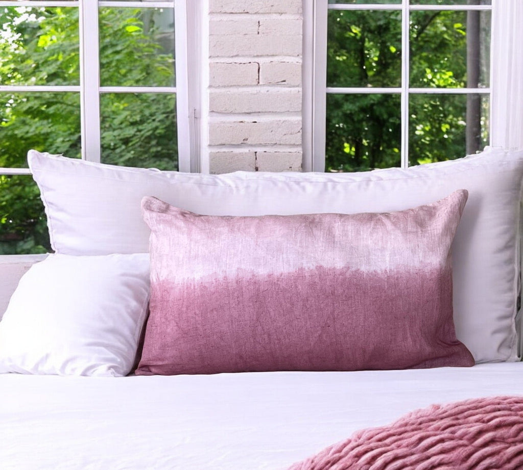 Linen Lumbar Ombre Throw Pillow – Handwoven Home Decor
