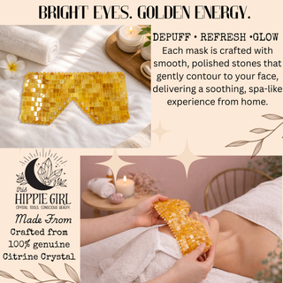 Golden Glow Citrine Eye Mask – Genuine Crystal Cooling Spa Ritual