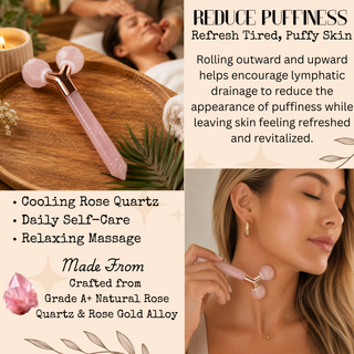 Rose Quartz Tension Ritual™ Roller – 3D Faceted Crystal Face & Neck Massager