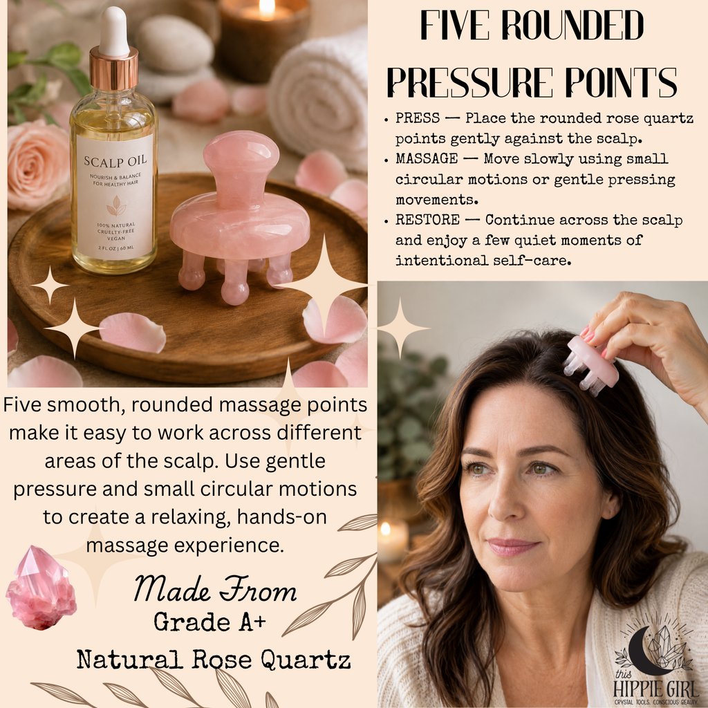 Rose Quartz Scalp Ritual™ – Pressure Point Crystal Scalp Massager