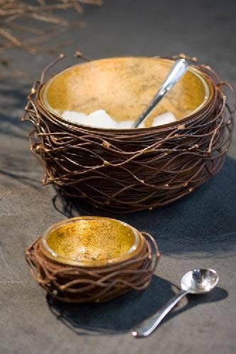 Gold Leafed Metal Birds Nest