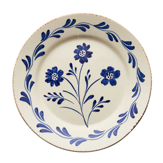 Casa Nuno Blue & White/Pink & White/Green & White Dinner Plate, 3 Flowers/Vines, Set of 2