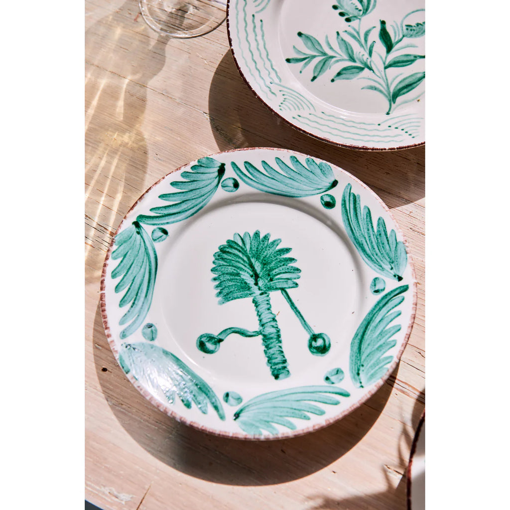 Casa Nuno Blue & White/Pink & White/Green & White Dinner Plate, Palm, Set Of 2