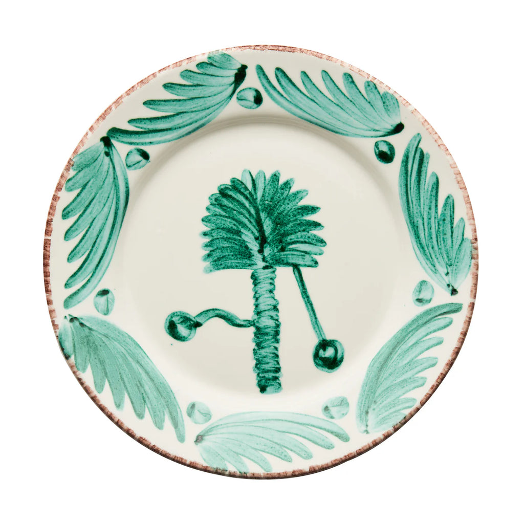 Casa Nuno Blue & White/Pink & White/Green & White Dinner Plate, Palm, Set Of 2