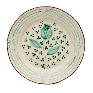 Casa Nuno Blue & White/Pink & White/Green & White Dinner Plate, Pomegranate/Waves, Set of 2