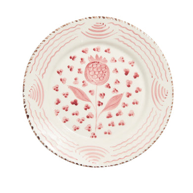 Casa Nuno Blue & White/Pink & White/Green & White Dinner Plate, Pomegranate/Waves, Set of 2