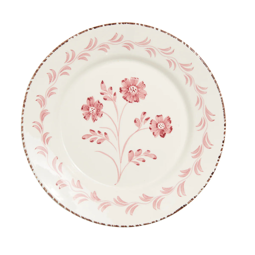 Casa Nuno Blue & White/Pink & White/Green & White Dinner Plate, 3 Flowers/Vines, Set of 2