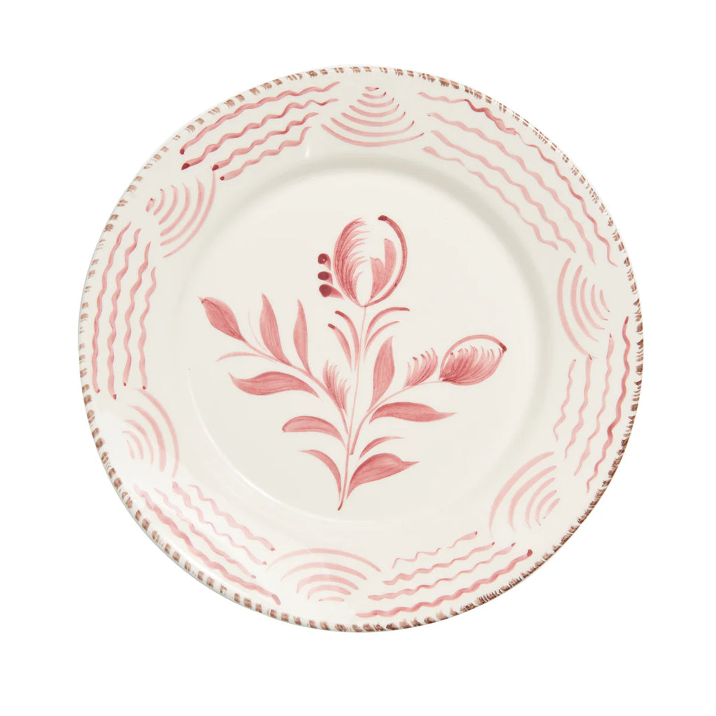 Casa Nuno Blue & White/Pink & White/Green & White Dinner Plate, 2 Flowers/Waves, Set of 2