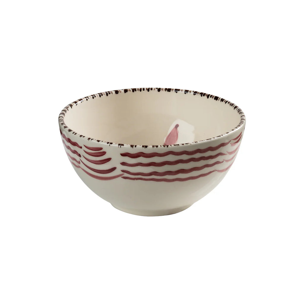 Casa Nuno Bowl, Blue/Pink/Green with Flowers & Waves, Set of 2