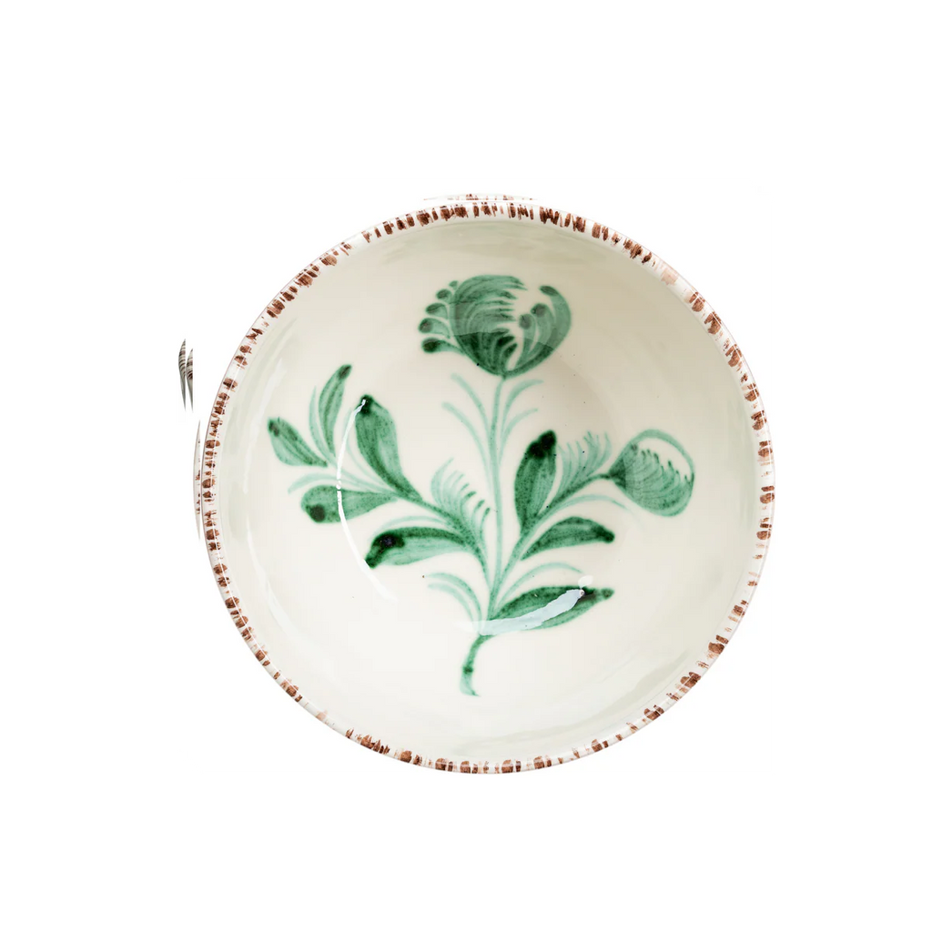 Casa Nuno Bowl, Blue/Pink/Green with Flowers & Waves, Set of 2