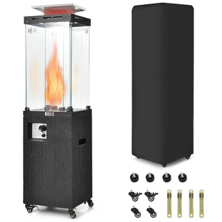 41,000 BTU Propane Patio Heater with Glass Flame Tube and Metal Hood