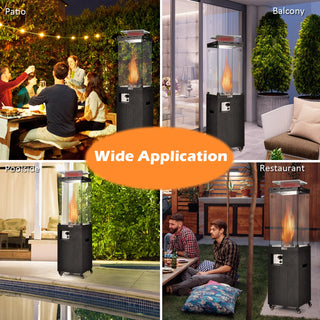 41,000 BTU Propane Patio Heater with Glass Flame Tube and Metal Hood