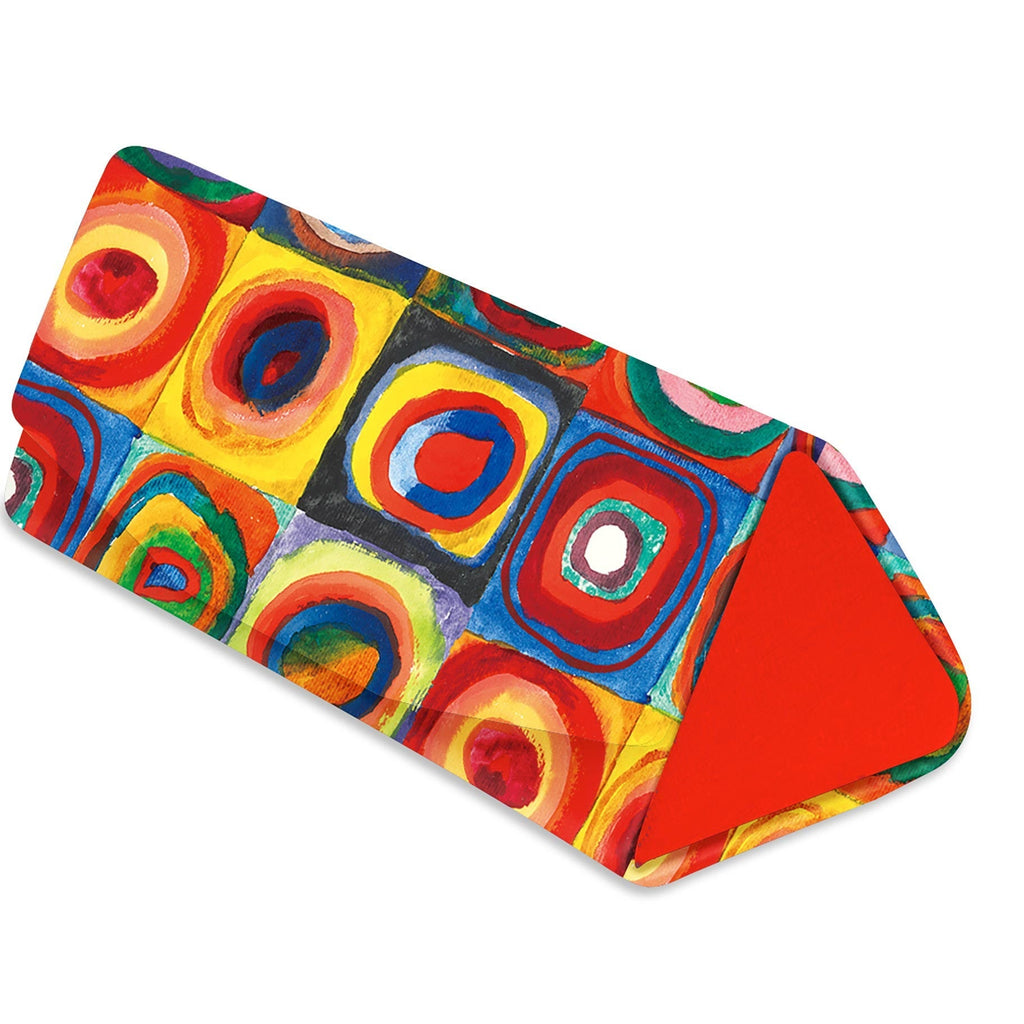Kandinsky Squares with Concentric Circles Folding Glasses Case – Compact & Protective
